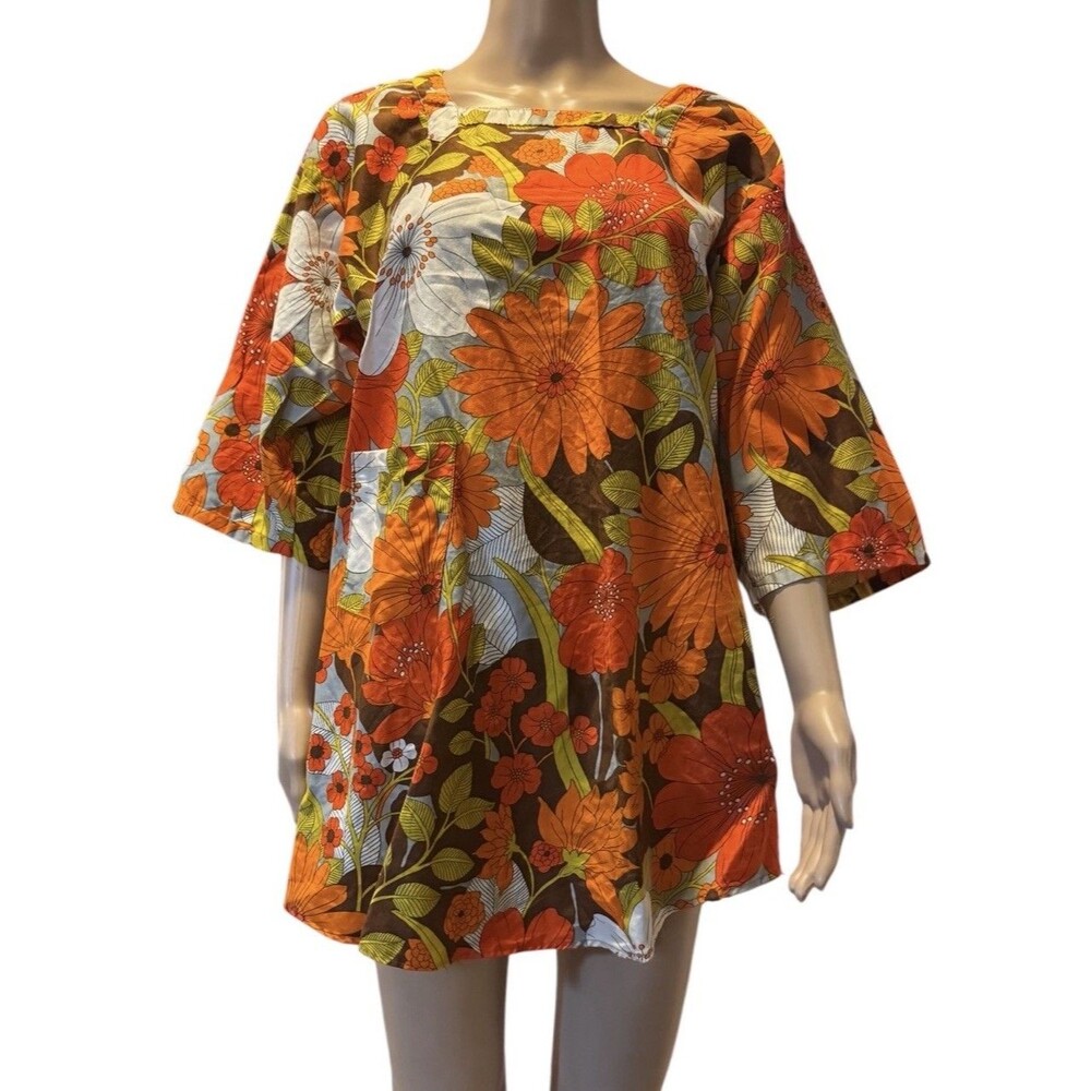 VTG 60's 70s Japan Design House Cotton Smock apron psychedelic groovy artsy mod